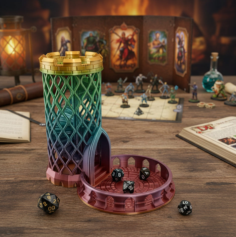 Castle Dice Tower | DnD RPG Dice Roller | Optional Tray | Custom Color